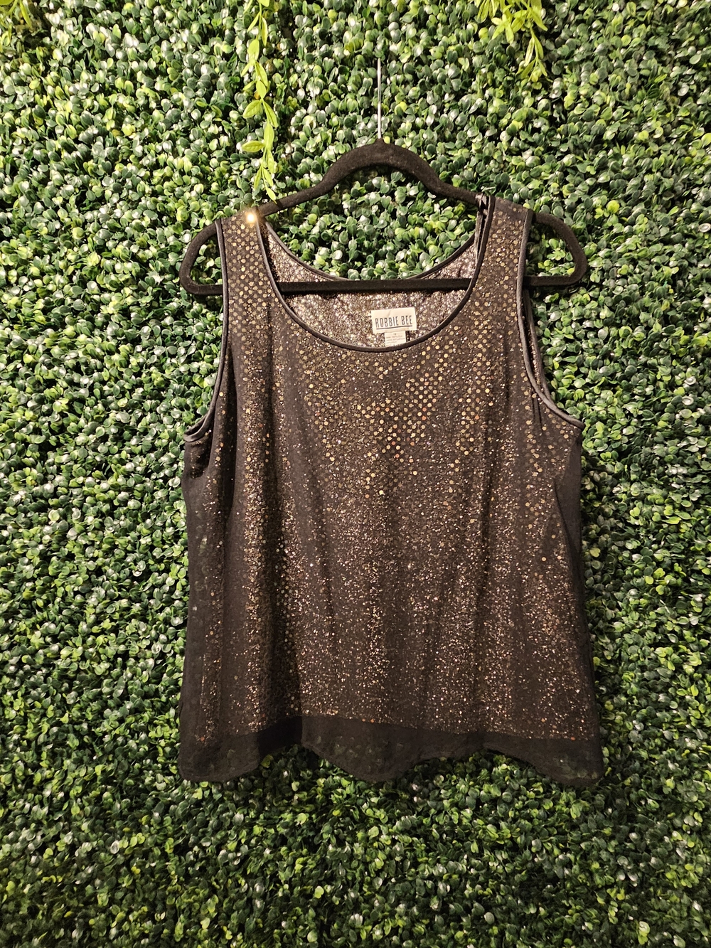 Robbie Bee Black Tank Top with Gold Sparkle